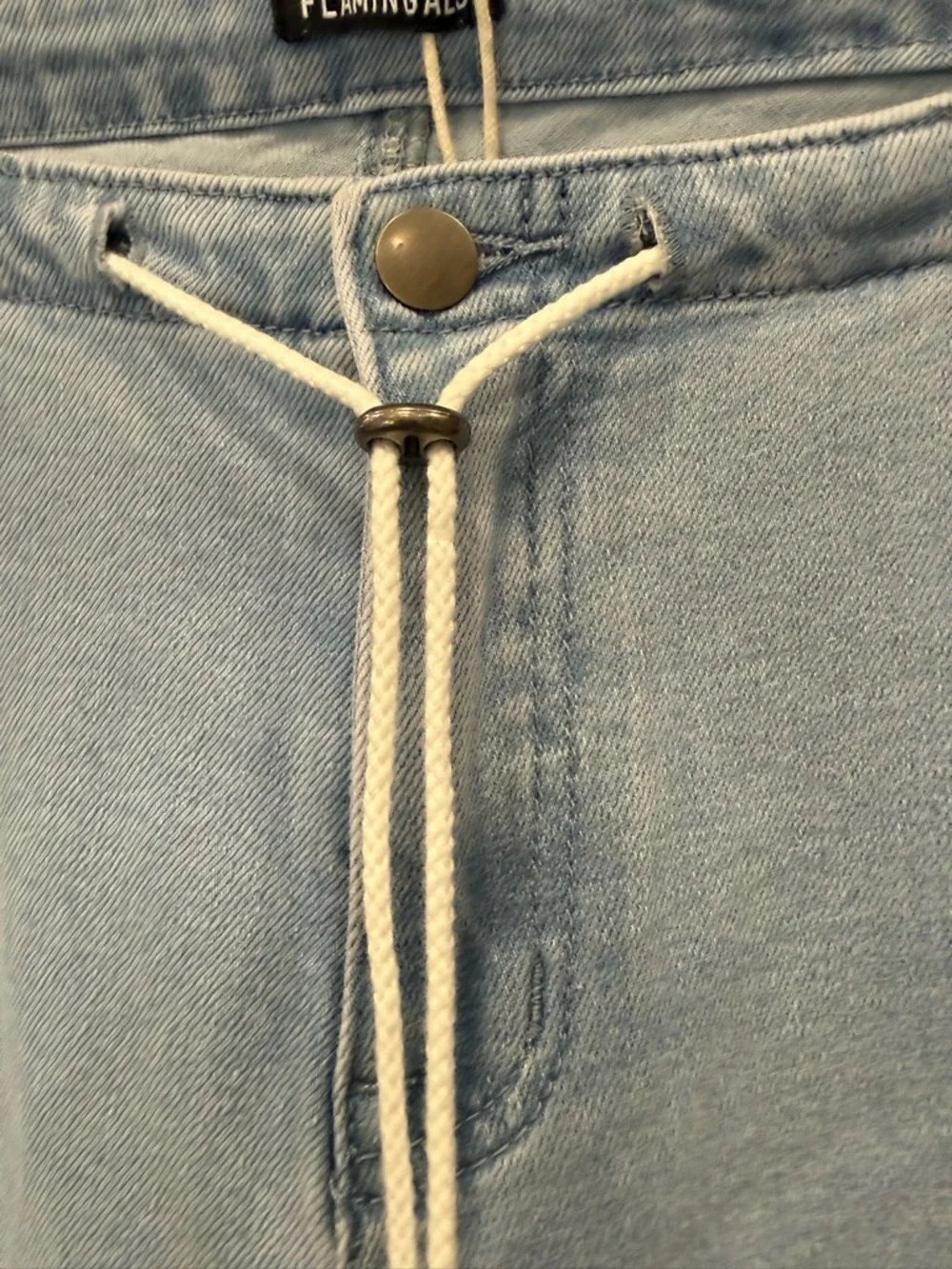 Light Wash Wide Leg‎ Jeans with Drawstring Waist